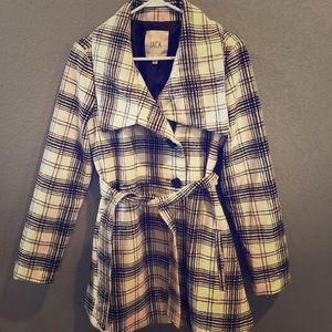 Plaid belted coat